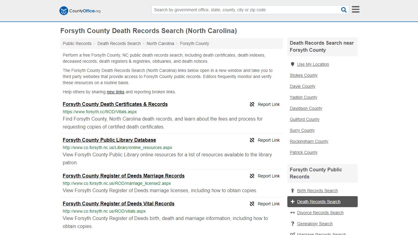 Death Records Search - Forsyth County, NC (Death ...